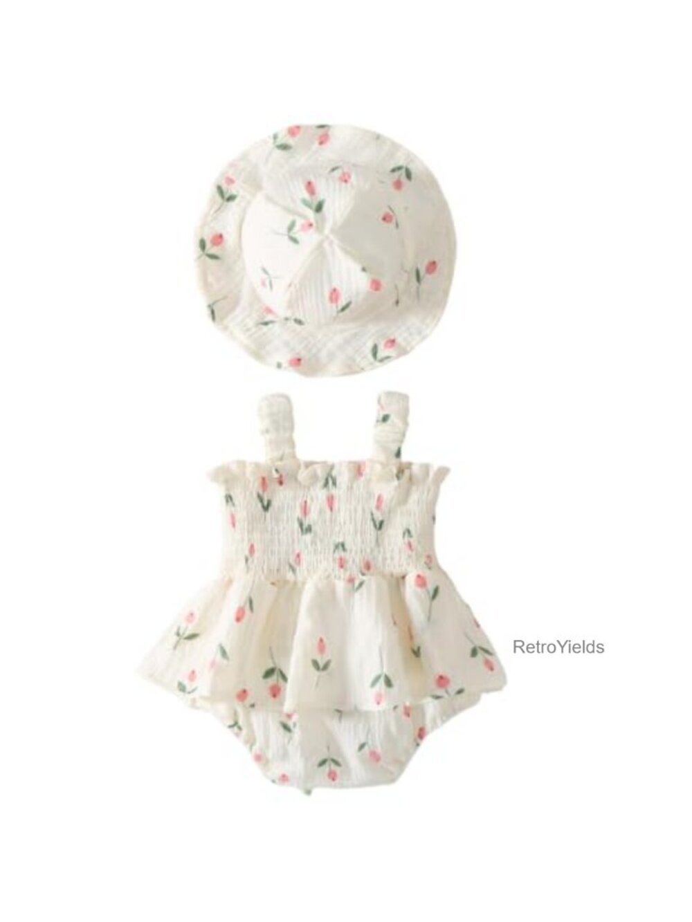 Boho Cotton Linen Sleeveless Romper Dress with Hat